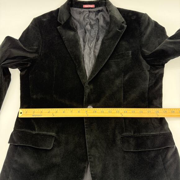 SAMUEL WINDSOR Mens Velvet Single Button Blazer Size 38S Black Regent Jacket - Picture 9 of 11